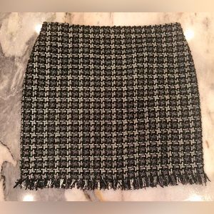 EUC Eliane Rose‎ Size 10 Chic Green Metallic Tweed Fringe Skirt